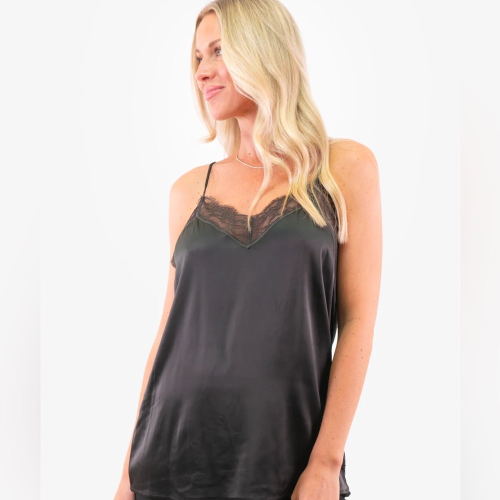 Victoria's Secret Black Satin Lace Chemise